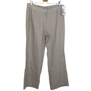 Apropos Womens 14 Beige Tan Linen Wide Leg Pants Lagenlook Casual Coastal NEW